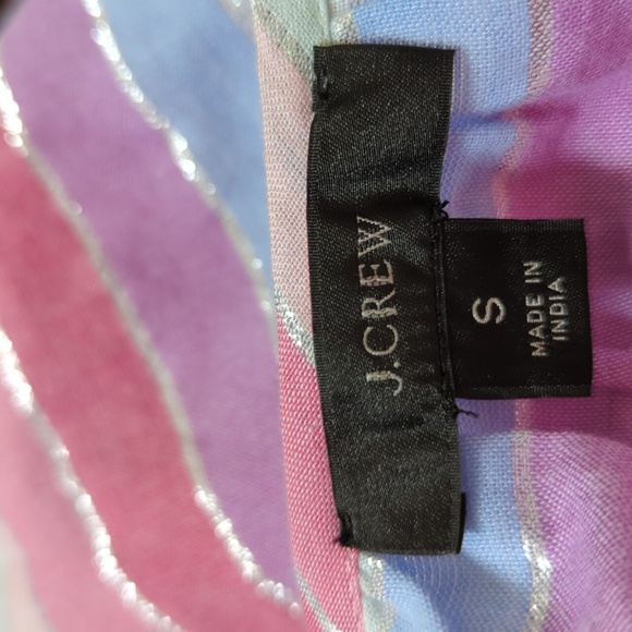 J. Crew Metallic Pastel Striped Rainbow Peasant Top S - Picture 16 of 16